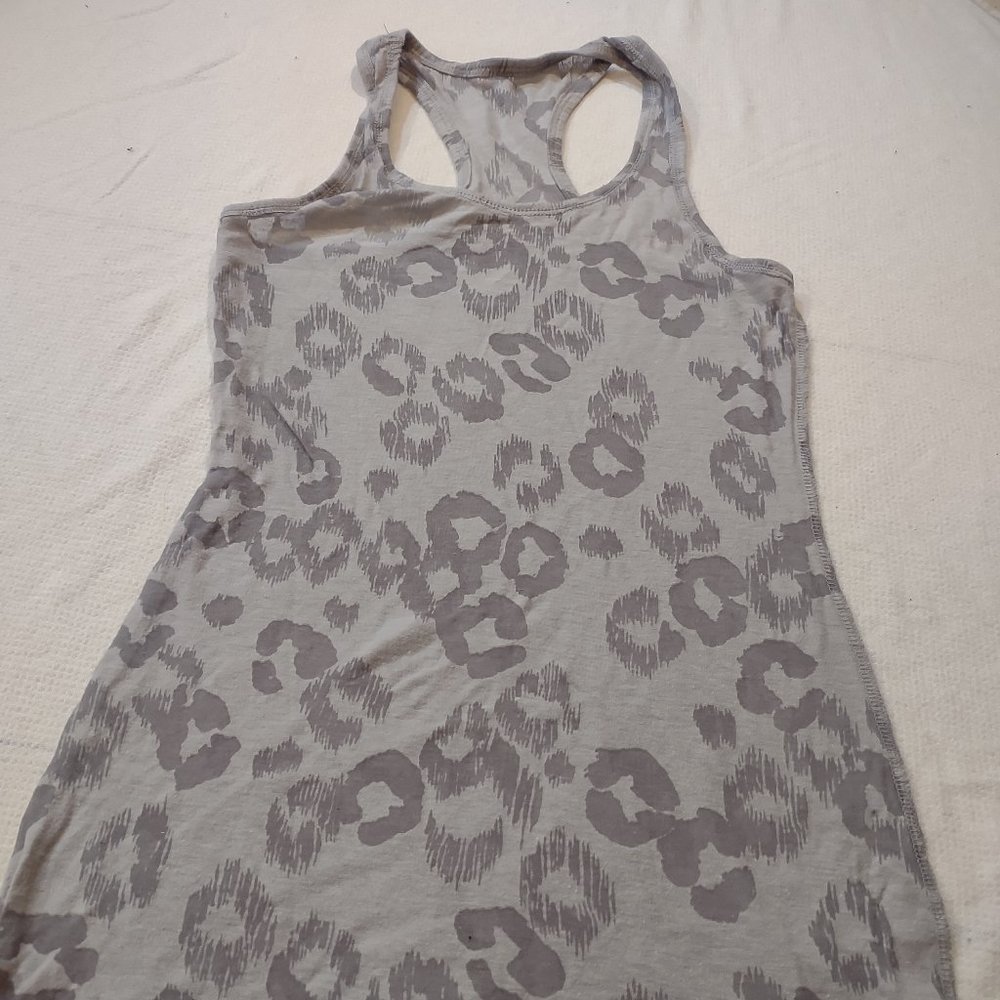 EXPRESS INTIMATES SHEER GRAY WITH SMUDGY LIP PRINTS RACERBACK TOP